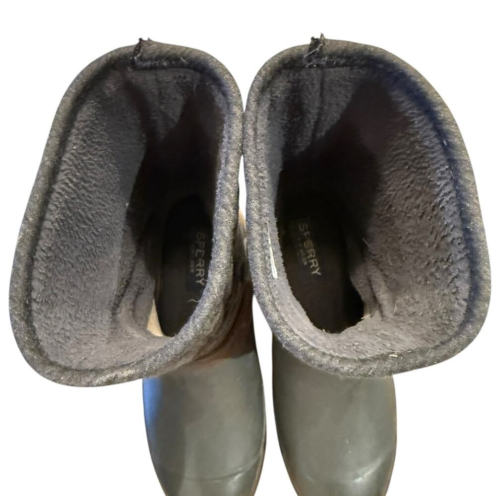 Sperry Quilted Gray Rain/Snow Boots with Brown Accents Womens Size 7 - Picture 7 of 8